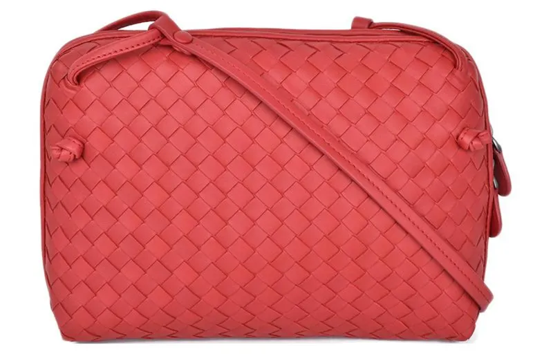 Bottega Veneta Lambskin Crossbody Bag, Shoulder Bag Women's Red