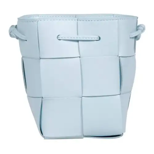 Bottega Veneta CASSETTE Sheepskin Bucket Bag, Shoulder Bag, Crossbody Bag Mini Women's Light Blue