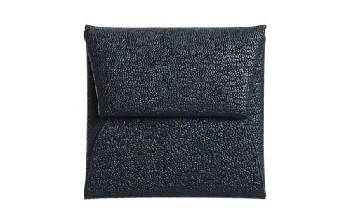 HERMES Bastia Chevre Mysore Goatskin Card Holder, Coin Purse Women's Sea Blue & Light Fuchsia