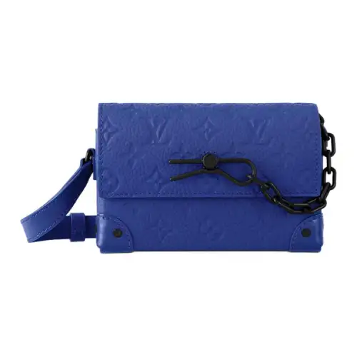 LOUIS VUITTON Steamer Embossed Leather Small Box Shoulder Bag, Crossbody Bag Mini Men's Blue