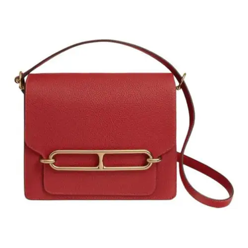 HERMES Roulis Taurillon Clemence Cow Leather Crossbody Bags Women's 5E Vermillon Vermilion