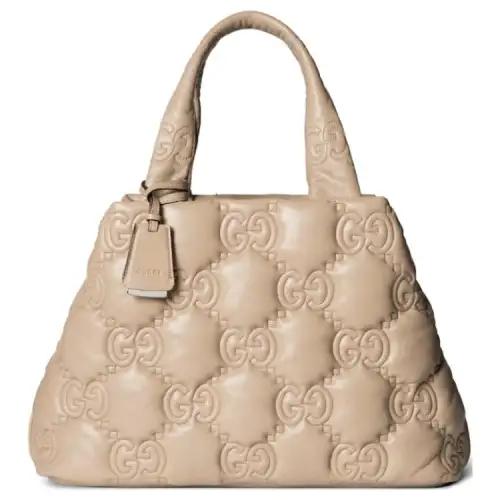 GUCCI GG Matelassé Leather Tote Bag, Shopping Bag, Shoulder Bag, Handbag Large Women's Oat