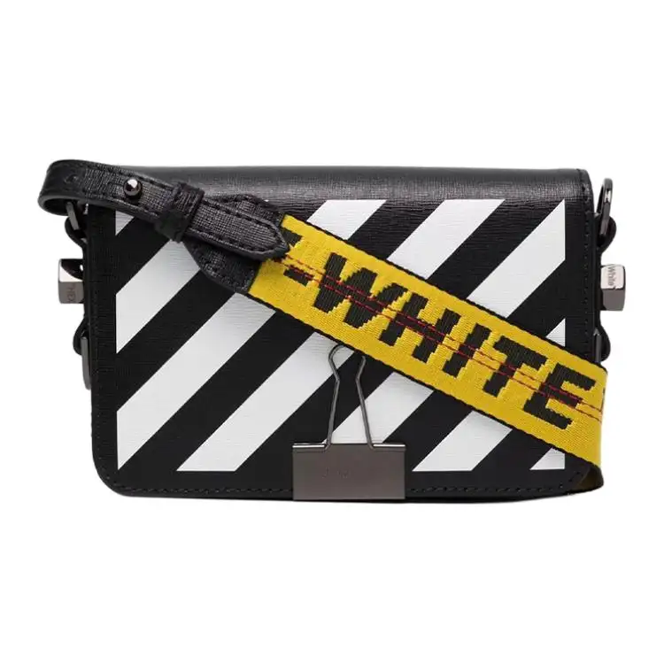 OFF WHITE Binder Clip Bag SS22 Mini Diag Stripe Black White Yellow