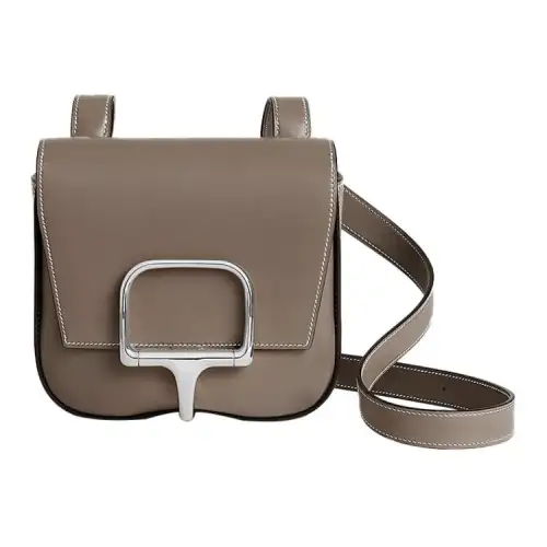 HERMES Della Cavalleria Silver Tone Buckle Tardelakt Calfskin Shoulder Bag, Crossbody Bag Mini Women's