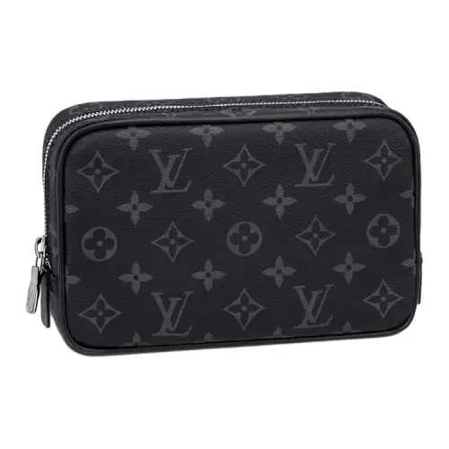 LOUIS VUITTON Coated Canvas With Leather Trim Toiletry Bag Small Men's Black