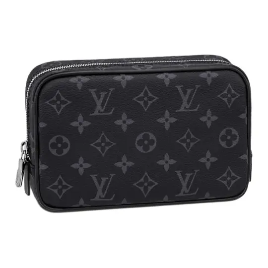 LOUIS VUITTON Coated Canvas With Leather Trim Toiletry Bag Small Men's Black