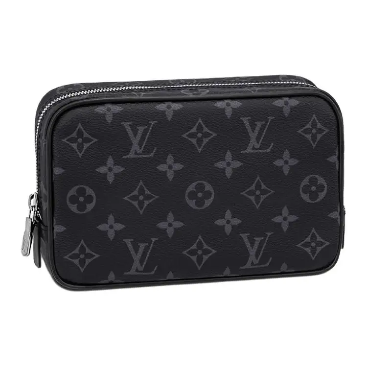 LOUIS VUITTON Coated Canvas With Leather Trim Toiletry Bag Small Men's Black