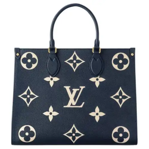 LOUIS VUITTON ONTHEGO Cow Leather Jungle Print Handbag Medium Women's Marine Blue
