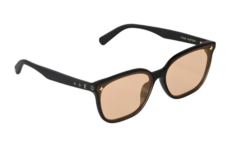 LOUIS VUITTON Acetate Irregular Shape Sunglasses Unisex Black