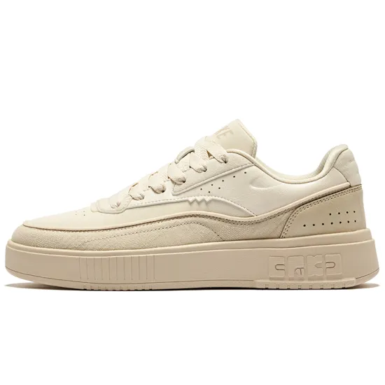 Erke Skateboard Shoes Men Low-Top Egg Milk Gray Light Smoke Brown