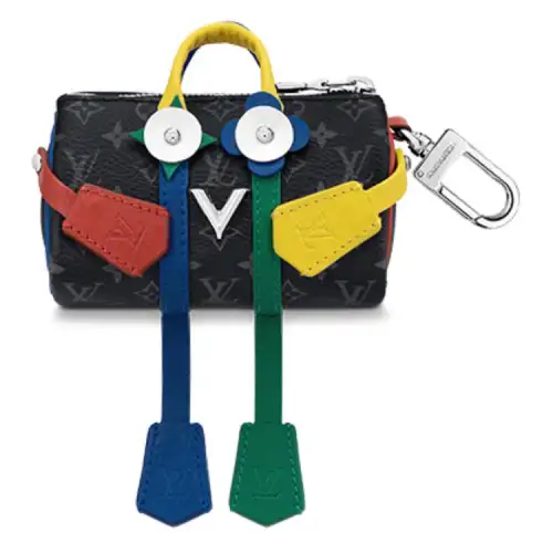 LOUIS VUITTON Keepall Coated Canvas With Leather Trim Bag Ornament And Keychain Bag Accessory Unisex Multicolor