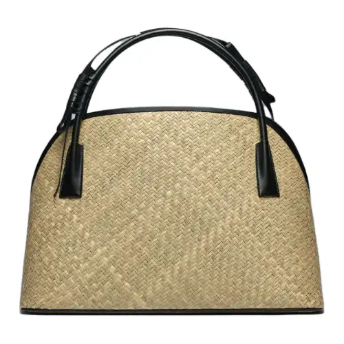 Maison Margiela Straw With Calfskin And Sheepskin One Shoulder Handbag Large Unisex Natural