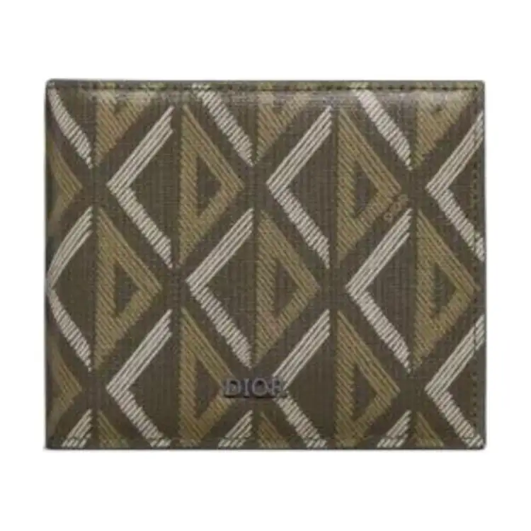 DIOR Smooth Cow Leather With Canvas Card Holder, Wallet Men's Green