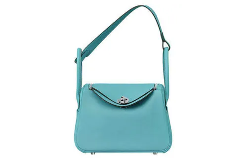 HERMES Lindy Evercolor Calfskin Handbag 26 Women's 3P Bleu Atoll Macaron Blue