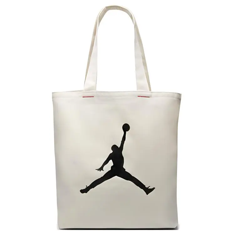 Jordan Canvas Cotton Tote Bag, Shopping Bag, Tote Canvas Bag, One Shoulder Handbag Unisex White