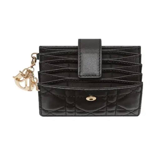 DIOR Lady Dior Sheepskin Card Holder Card Holder Card Holder Women's Black