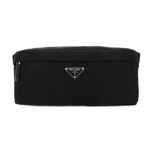 PRADA Zip Closure Nylon Fabric Coin Pocket Coin Purse Men's Black