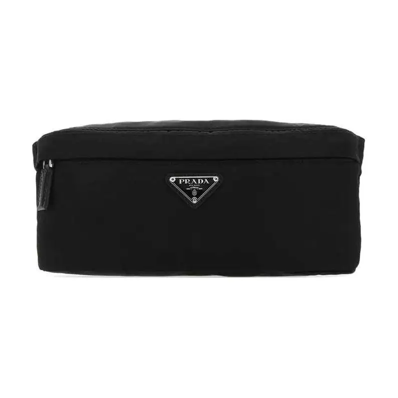 PRADA Zip Closure Nylon Fabric Coin Pocket Coin Purse Men's Black