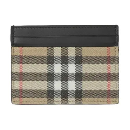 Burberry Canvas Cowhide Card Holder Men's Classic Beige