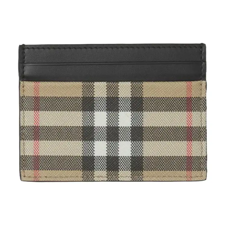 Burberry Canvas Cowhide Card Holder Men's Classic Beige