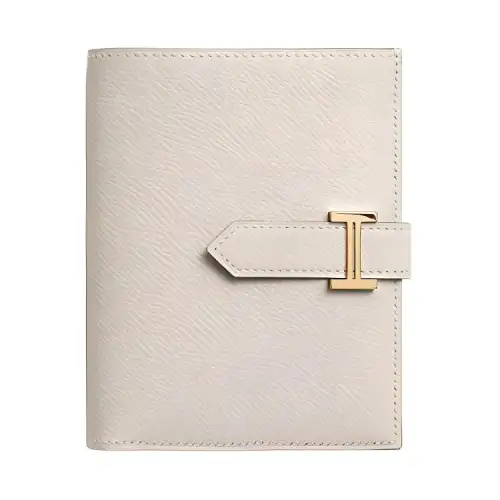 HERMES Bearn Epsom Calfskin Wallet Unisex Chalk White