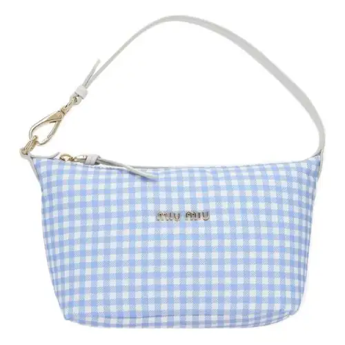 MIU MIU Spirit Fabric With Calfskin Shoulder Bag, Handbag, Shoulder Bag Women's Blue