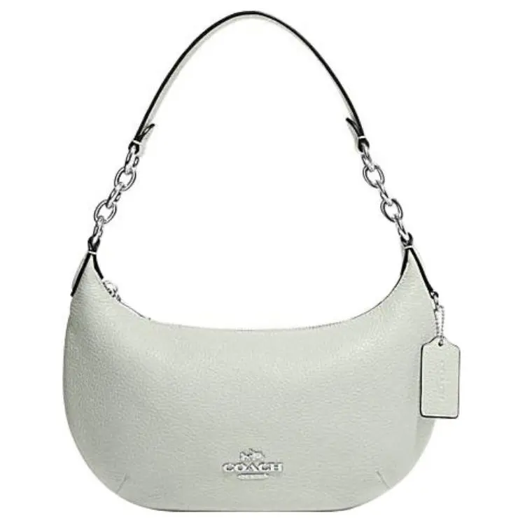 COACH Cow Leather Crescent Bag, Shoulder Bag, Handbag, Shoulder Bag Women's Light Green