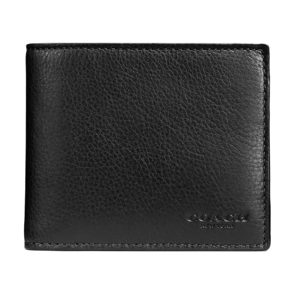 COACH 3 IN 1 Wallet Smooth Calfskin Wallet Men's Black