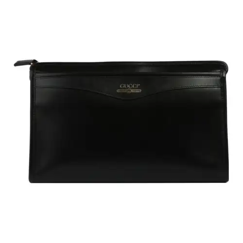GUCCI Calfskin Makeup Bag Clutch Men's Black