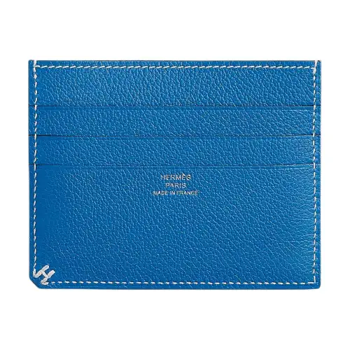 HERMES H Sellier Evercolor Leather Card Holder Women's Sonia Blue