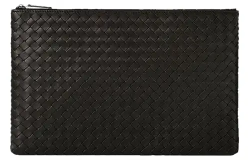 Bottega Veneta Intrecciato Sheepskin Clutch Men's Dark Coffee