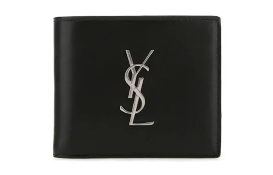 SAINT LAURENT CASSANDRA Leather Wallet Unisex Black