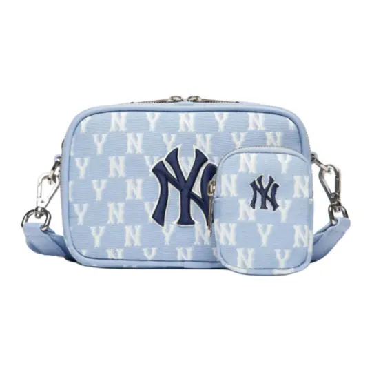 MLB Monogram Collection Polyester Combo Bag, Camera Bag, Crossbody Bag, Shoulder Bag Unisex Haze Blue White