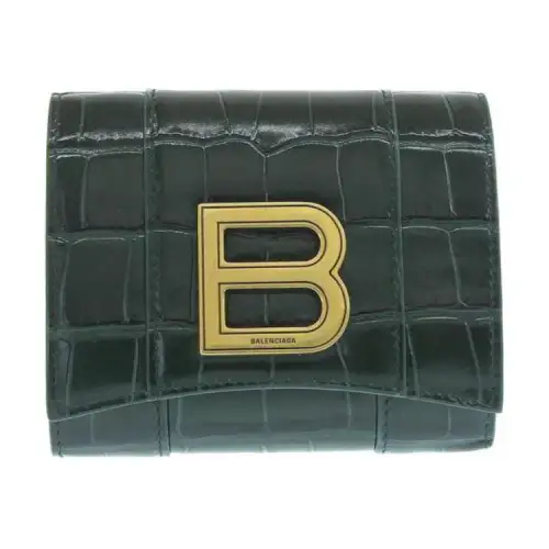 Balenciaga Leather Wallet Women's Green