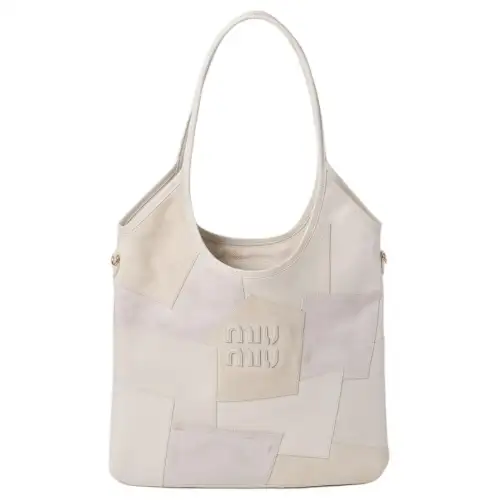 MIU MIU Leather Handbag, Shoulder Bag Women's Chalk White