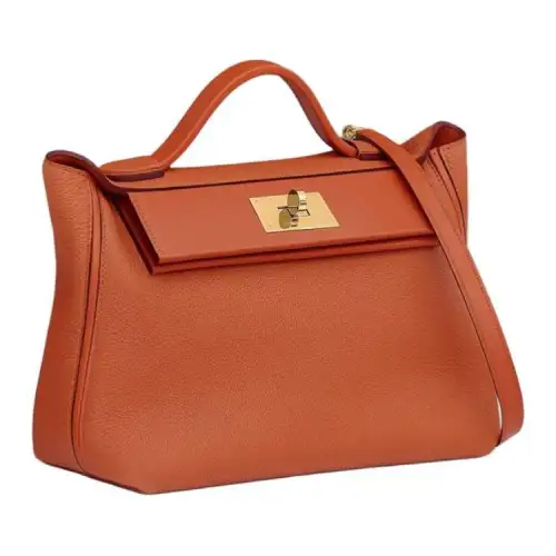 HERMES 24/24 Maurice & Swift Calfskin Crossbody Handbag, Shoulder Bag Women's Clay Brown