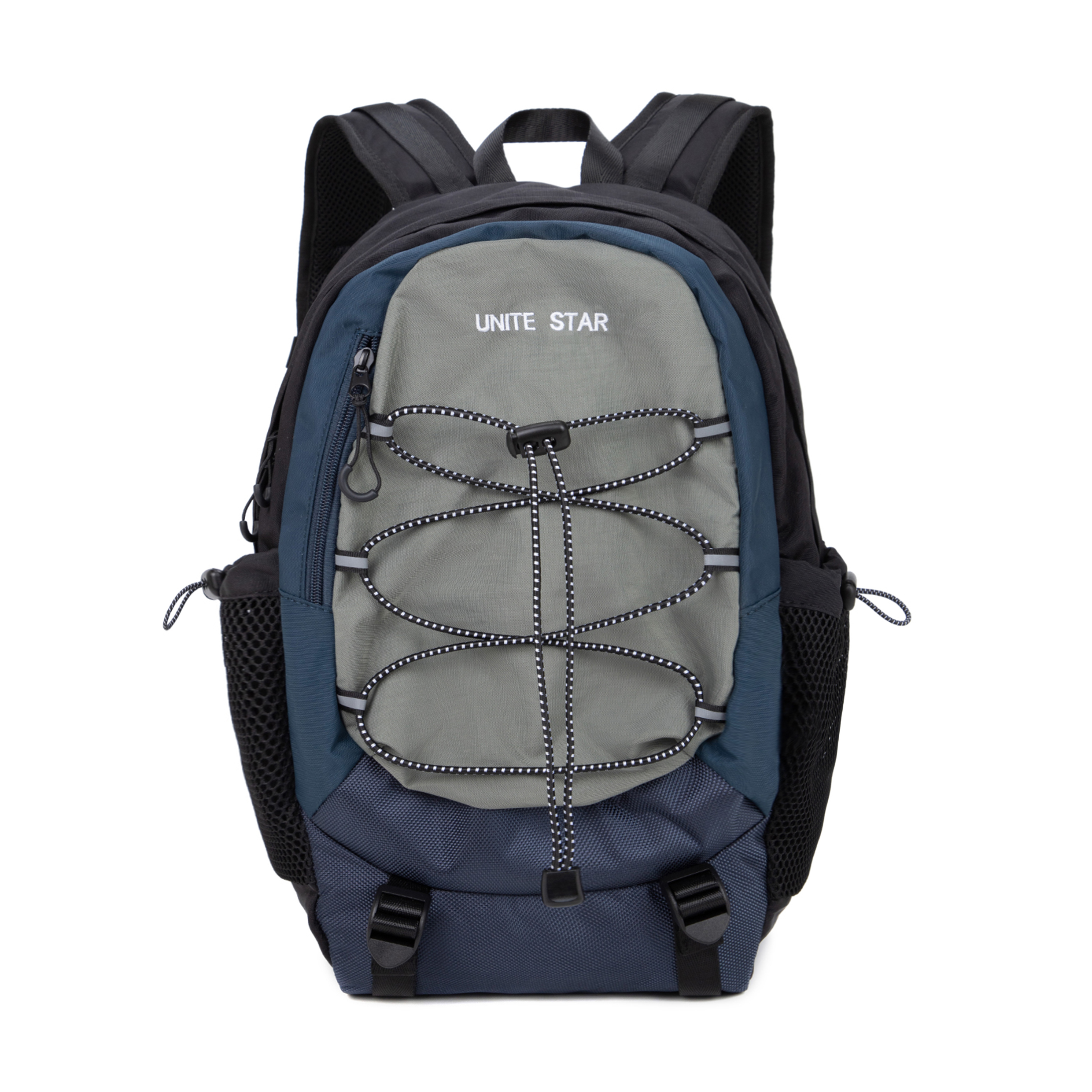 UNITE STAR Nylon Fabric Backpack Unisex Black/Purple Gray/Blue Gray