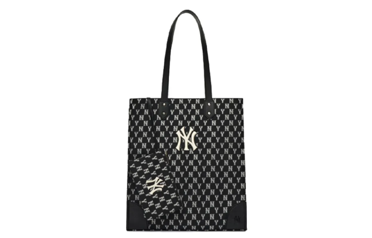 MLB Monogram Polyester Combo Bag, Tote Bag, Shopping Bag, Handbag, Shoulder Bag Large Unisex Black