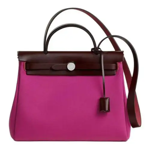 HERMES Herbag Zip Officier Canvas With Hunter Cow Leather Shoulder Bag, Crossbody Bag, Handbag 31 Unisex