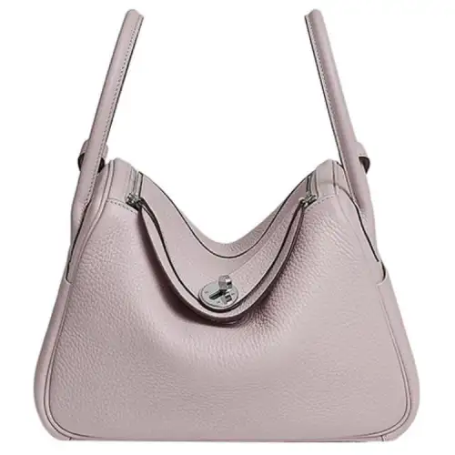 HERMES Lindy Taurillon Clemence Cow Leather Handbag 26 Women's 09 MAUVE PALE Dream Purple