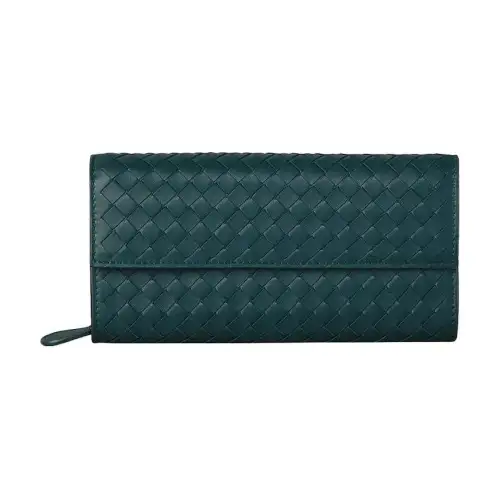 Bottega Veneta Lambskin Wallet Women's Dark Green