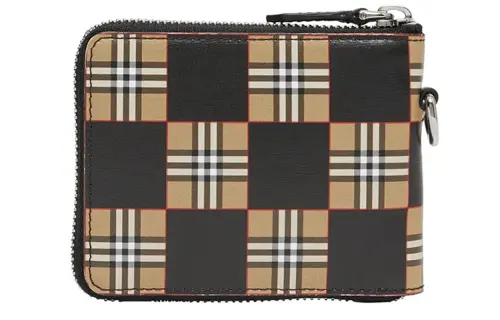 Burberry Leather Coin Purse Card Holder, Wallet Men's Brown/Black