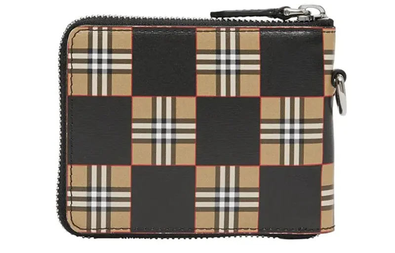 Burberry Leather Coin Purse Card Holder, Wallet Men's Brown/Black