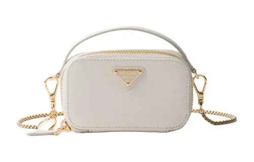 PRADA Saffiano Leather Handbag Mini Women's White