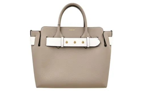 Burberry Adjustable Strap Cow Leather Shoulder Bag, Crossbody Bag, Handbag Small Women's Gray
