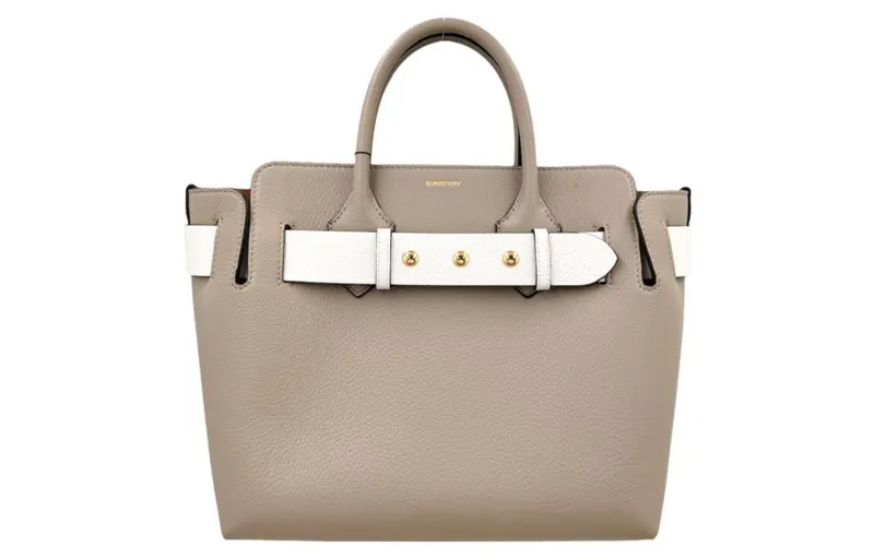 Burberry Adjustable Strap Cow Leather Shoulder Bag, Crossbody Bag, Handbag Small Women's Gray