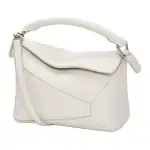 LOEWE Puzzle Soft Grain Calfskin Puzzle Bag, Shoulder Bag, Crossbody Bag, Handbag Mini Women's White