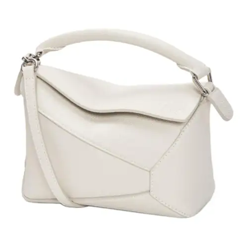 LOEWE Puzzle Soft Grain Calfskin Puzzle Bag, Shoulder Bag, Crossbody Bag, Handbag Mini Women's White
