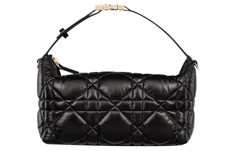 DIOR Travel Cow Leather Handbag Clutch Medium Women's Black