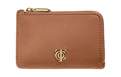 TIFFANY & CO. Leather Card Holder Women's Tan